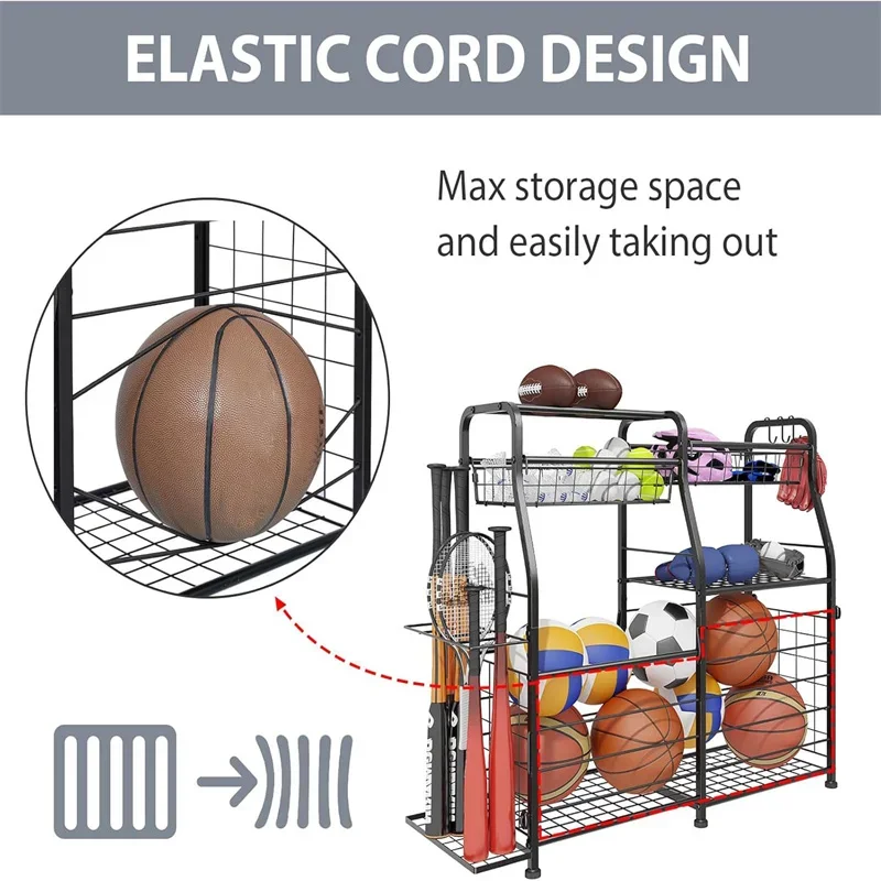 2026 Ball Storage Rack Garage  - Sports Equipment Organizer Rack ulasan dan harga